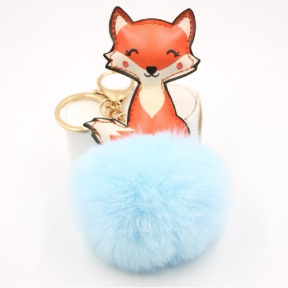 Accessories - Fox Keychain with Blue Pom Pom